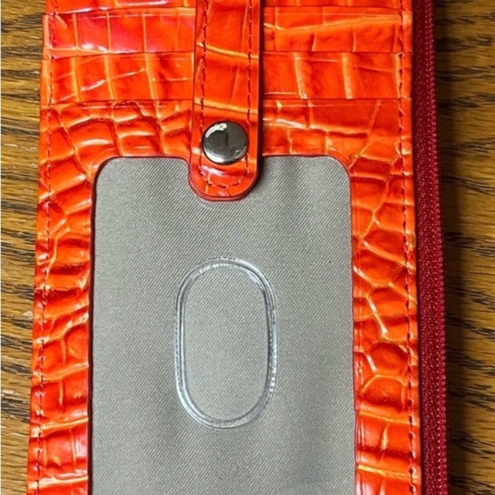 Brahmin Flame Reddish Orange Croc-Embossed Crossbody Bag/Wallet set - Picture 8 of 11